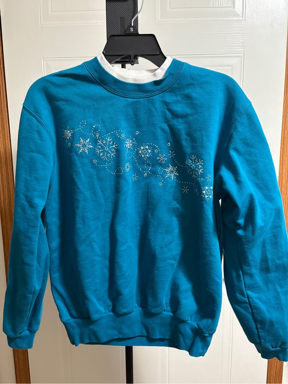 Teal Snowflake Embellished Sweatshirt